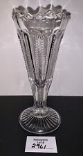 Vtg ANTIQUE Duncan Miller Style Zipper Pattern Glass Trumpet Vase picture
