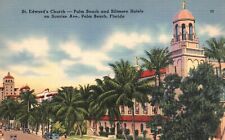 Postcard FL Palm Beach St Edwards Church Sunrise Ave Linen Vintage PC f9833 picture