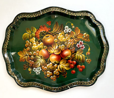 Zhostovo Tray Russian Traditional Flowers Artwork Oval Hand Painted Vintage WOW picture