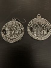 Two Pewter Seasons Greetings Taste of Home Pewter Ornaments 1999 & 2000  picture