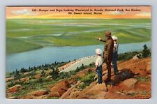 Mount Desert Island ME-Maine, Ranger And Boys Looking, Vintage c1948 Postcard picture