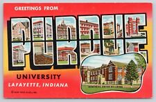 Large Letter Greetings From Purdue University Lafayette Indiana Vintage Postcard picture