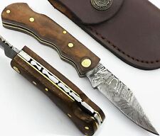 SHARDBLADE HAND FORGED Damascus Steel Lock back Folding Pocket Knife with Sheath picture