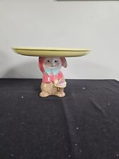 EASTER Mr Christmas Cottontail Bunny Plate Cake Stand Lights Up Rabbit 10”  picture