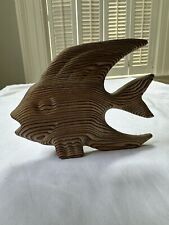 Cryptomeria Angelfish Wood Carved Fish Figurine  RARE Signed picture