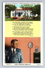 Will Roger's Birthplace Northwest Claremore Oklahoma Poem Radio Postcard picture