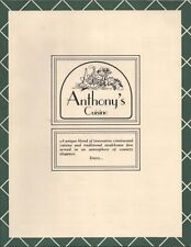 1980s ANTHONY'S CUISINE vintage steak and seafood menu PLATTSBURGH, NEW YORK picture
