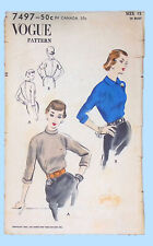 1950s Very Chic Vogue Kimono Sleeve Blouse Vintage Sewing Pattern 7497 Complete picture