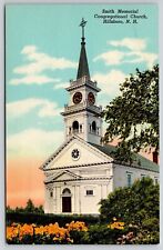 Smith Memorial Congregational Church Hillsboro New Hampshire Clock VNG Postcard picture