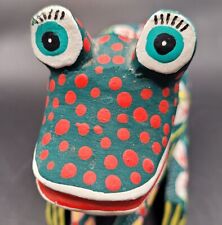Signed Abel Cruz Mexican Hand Painted Colorful Long Arms Folk Art Frog Oaxaca 8