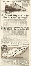 1918 Cleveland and Buffalo Transit Co C&B S S Seeandbee Steamer Steamship Ad picture