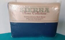 Vintage 1997 Sierra Mervyns Full Flat Cotton Jersey Knit Sheet Navy Blue picture