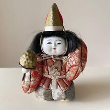 Vintage Japanese GoFun Hina Matsuri Boy Doll with Hat Standing Brocade Kimono picture