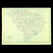 Vintage SOUTH CAROLINA Map Auto Trails Highway 1920s Charleston Antique Road picture