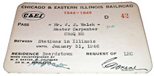 1944-1945 C&EI CHICAGO & EASTERN ILLINOIS EMPLOYEE PASS #42 picture