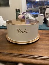 Vintage Decoware Cake Carrier Copper / White Metal Tin picture