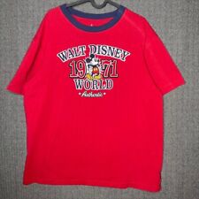 Disney Parks Tshirt Men's 2XL Red Embroidered Mickey Mouse Sport Trim Fun 1971  picture