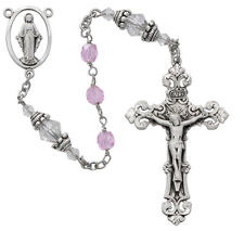Pink and Crystal Sterling Silver Rosary picture