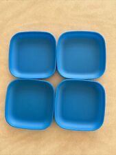 Tupperware Toys Kid Size Plates Set of 4 Miniature Dessert Snack Royal Blue 4x4 picture