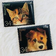 2002 USPS 34 Cent Stamp Lapel Pin Set - Spay & Neuter Your Pets w/ Cat & Dog picture