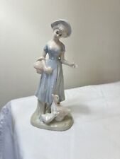 Porcelain Girl with goose Shepherdess collectible figurine vintage Beautiful picture