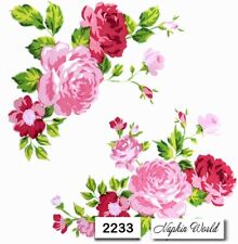 (2233) TWO Individual Paper LUNCHEON Decoupage Napkins - ROSES PINK RED FLOWERS picture