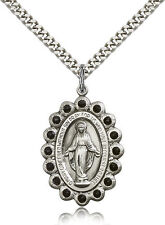 Our Lady of Miraculous Medal Pendant For Men - .925 Sterling Silver Necklace ... picture