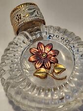 Vintage Miniature Czech Glass Enamel & Ormolu Overlay Perfume & Dauber #1605 picture