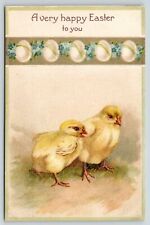 Clapsaddle Easter~Chicks Have Chat~Egg Forget-me-Nots Garland Banner~Emboss~IAPC picture