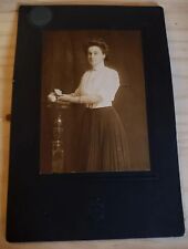 Vintage 1910's Photo Woman W/ Roses Edwardian Original Portrait Obenaus Studio picture