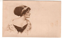 Postcard: Pretty Lady- sepia; ca 1900's; flapper-style headband, cleavage pin picture