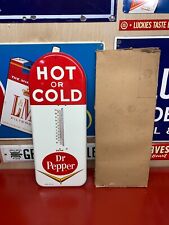 VINTAGE 1950's (Dr PEPPER) METAL ADVERTISING THERMOMETER, (NOS) IN ORIGINAL BOX picture