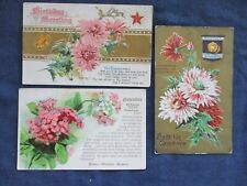 Lot of 3 1910s Birthday Greeting Postcards November Topaz Stone & Flower Design picture
