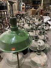 18” INDUST VNTG GREEN PORCELAIN ENAMEL Factory HANGING LIGHT SHADE Westinghouse picture