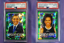Barack Michelle Obama PSA 10 GEM MINT #  1 / 4  GREEN ICE Leaf Metal Political picture