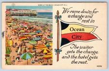 1940's OCEAN CITY NEW JERSEY*NJ*PENNANT*CAME FOR A REST*HUMOROUS LINEN POSTCARD picture