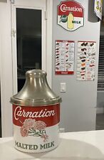 Antique Vintage Carnation Malted Milk Porcelain Counter Container / Lid picture