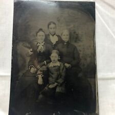 Antique Vintage Tintype Photo 1/4th Plate Portrait 4 People picture