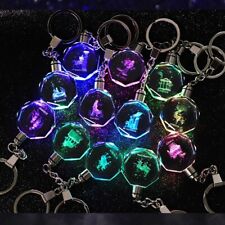 Bundle Of 12 Different 3D Horoscope Zodiac Crystal Keychains LED Light. picture