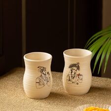 Handcrafted Ceramic Water & Milk Glasses 320ml Set of 2 Microwave Safe picture