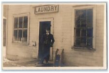 c1910's Laundry Front Man Scene SRPPC Photo Unposted Antique Postcard picture