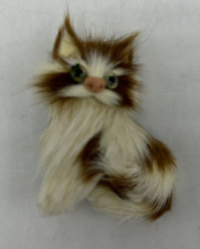 Vintage Genuine Fur Cat Pin Brooch  Handmade 1 3/4