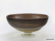 Studio Paran Richard Jones Crystal & Opal Brown Art Glass Bowl w Applied Thread picture
