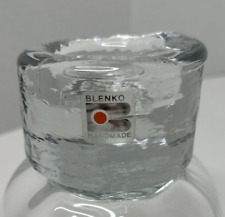 “Crystal” Glass Blenko Round Votive Candle Holder 1982-199 Original Label Vtg picture