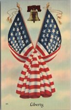 1940s WWI Patriotic Greetings LINEN Postcard 