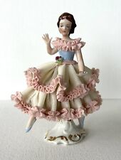 Antique German Porcelain Dresden Lace Ballet Dancer Figurine 5.25”H picture