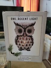 Cracker Barrel Ceramic Owl Accent Light 8 Inches Snowy White W/Glitter picture