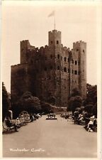 Castle People on Benches Rochester England RPPC Real Photo Postcard 1920s picture