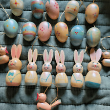 Vintage Miniture Wooden Easter Ornaments set of 20 picture