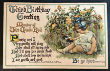 Postcard Artist C.M. Burd - 1913 Third Birthday Greeting Member Of Cradle Roll picture